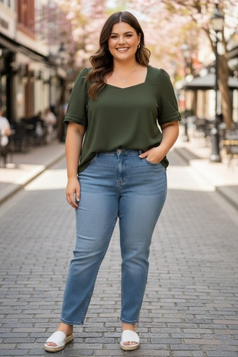 TOGETHER BLUSA VERDE OLIVO 3861VO