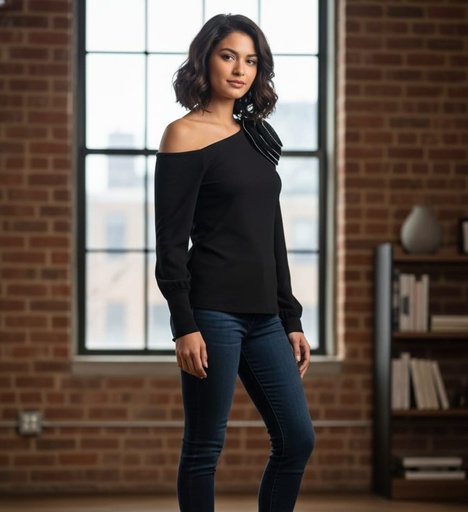 MILK&HONEY BLUSA NEGRO FLRS 40680TL