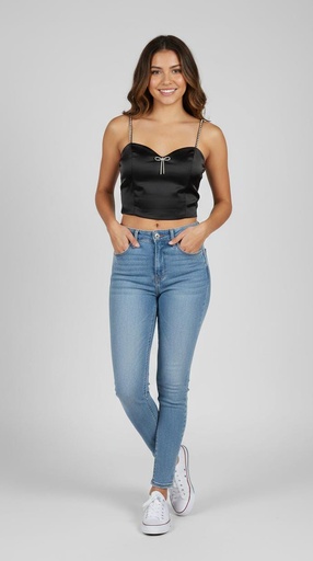 MILK&HONEY BLUSA-TOP NEGRO BRILLANTE 40780TN