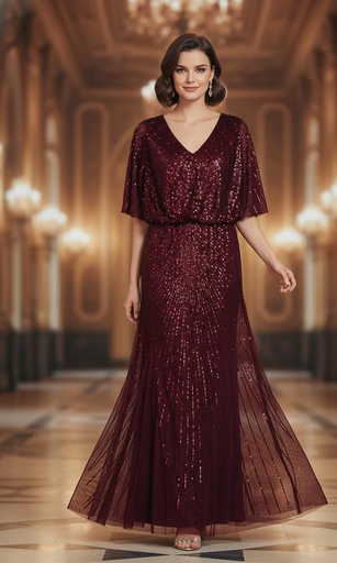 R&M VESTIDO OCRE LENTEJUELA 441513