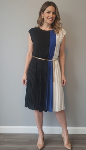 [46028] SANDRA DARREN VESTIDO M. NGR-BLC-AZUL