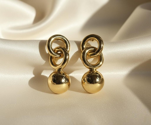 [4853D] ARETES FANTACIA FINA DORADO
