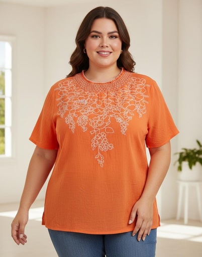 COLETTE BLUSA NARANJA-BEIGE PLUS 5075