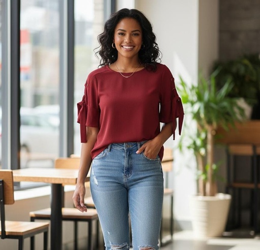 [52634T] MILK&HONEY BLUSA MUJER ROJO VINO