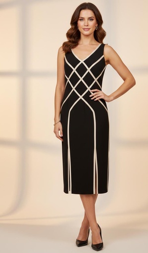 [53031] STUDIO I VESTIDO MUJER NEGRO-BEIGE