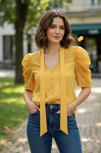 [55676T] MILK&HONEY BLUSA MUJER AMARILLO