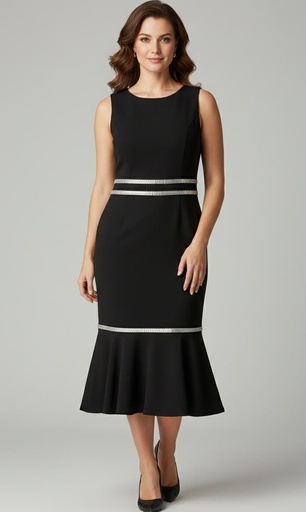 [5619] R&M RICHARDS VESTIDO MUJER NEGRO-SILVER