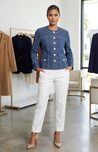 [6450931] JULIANA BLUSA-PANTALON MUJR AZUL-BLC