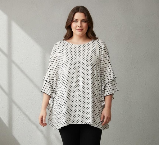 [6618] ESPRESSA BLUSA MUJER BLANCA PUNTOS PLUS
