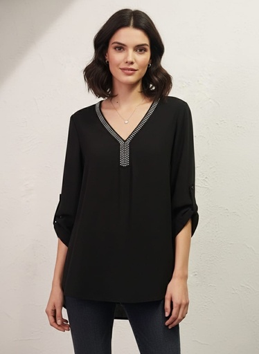 [6628] TACERA BLUSA MUJER NEGRO 6628