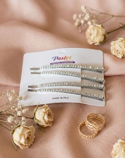 [673SL60] PASTEL SET GANCHO 4PZS PLATEADO