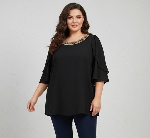 [7059] EXPRESSA BLUSA MUJER NEGRA /DORADO