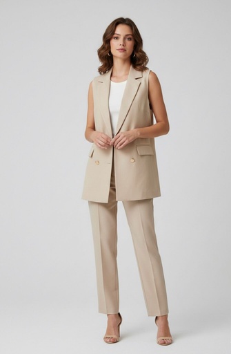 [70977B] MICHEL CHALECO BEIGE MUJER