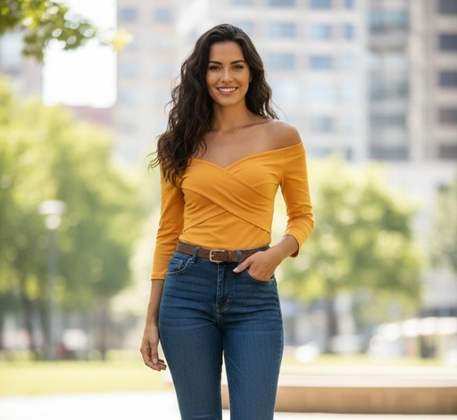 [7289T17252] DNA COUTURE BLUSA MUJER MOSTAZA