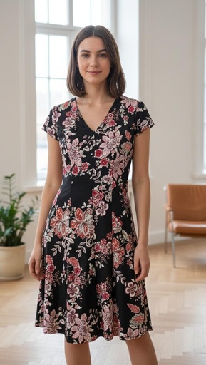 [73030] SANDRA DARREN VESTIDO M. NEGRO-FLRS