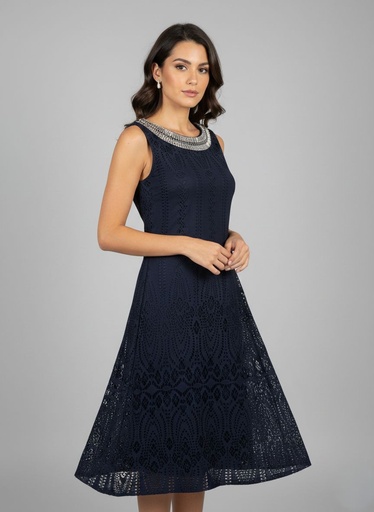 [73209D] SANDRA DARREN VESTIDO NEGRO AZUL M.