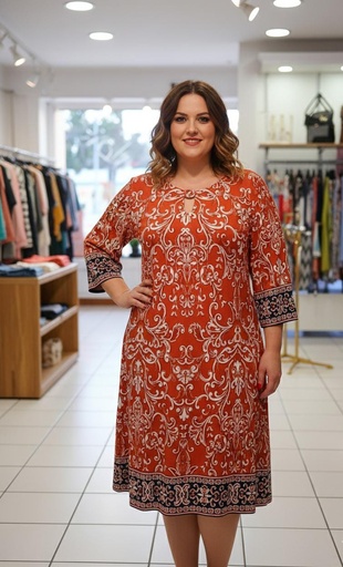 [73504W] SANDRA DARREN VESTIDO TERRACOTA FLRS MUJER