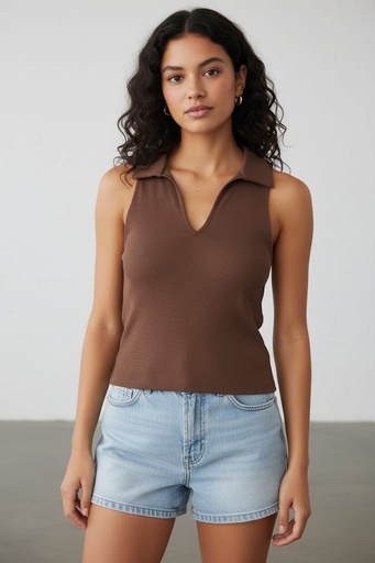 AMBIANCE BLUSA SIN MANGA CAFE MUJER 73538C