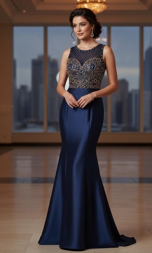 [748] AMELIA COUTURE VESTIDO AZUL M.PIEDRA