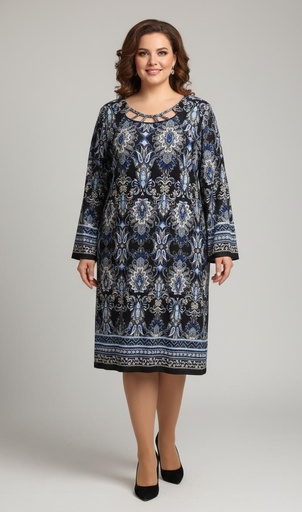 [75230] SIGNATURE VESTIDO MUJER AZUL M.FLRS