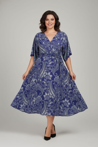 [75274] SANDRA DARREN VESTIDO AZUL-FLORES