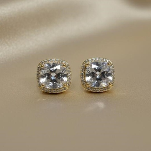 [AE0321] ARETES ENCHAPE PERLA CUADRA COLORES