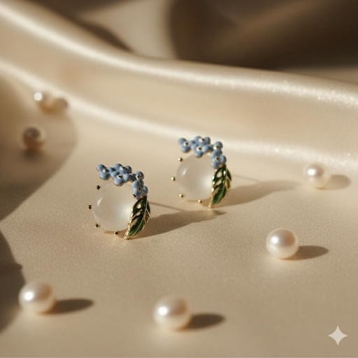 [AE0358] ARETES ENCHAPE PERLAS COLORS FLRS