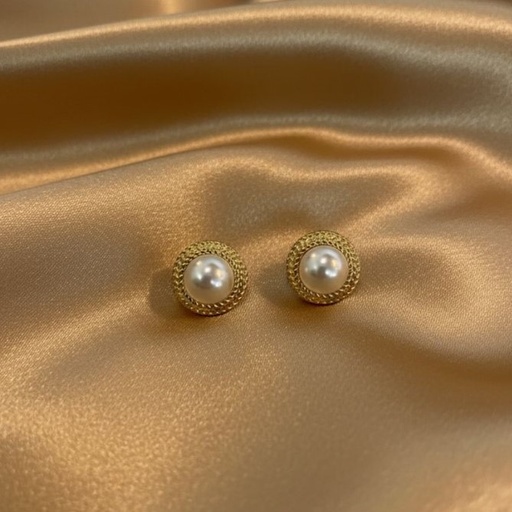 [AE070] ARETES PERLA B/ DORADO 5MM