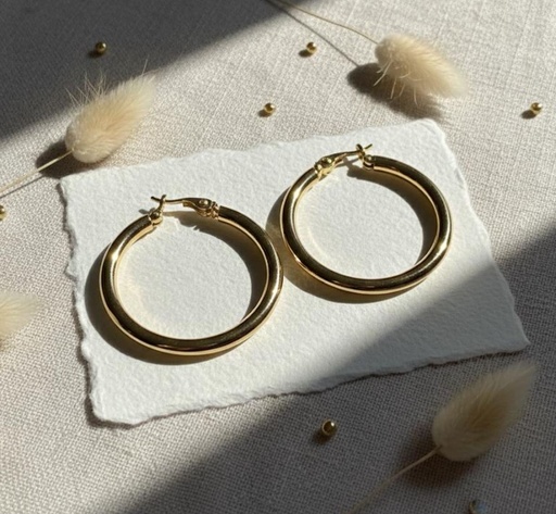 [AE074] ARETES ARGOLLA DORADO ENCHAPE