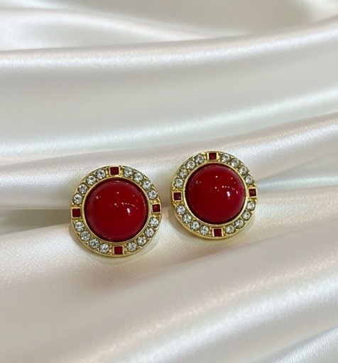 [AE196] ARETES ENCHAPE ROJO-BRILLANTE