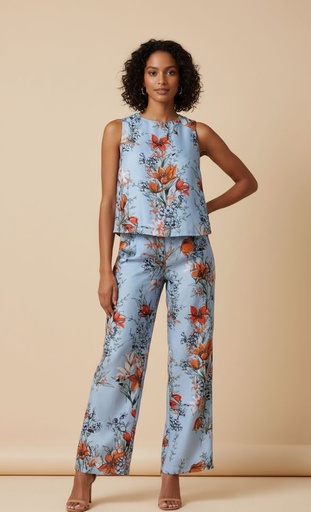 RIVIR SET PANTALON-BLUSA CELESTE AM612S
