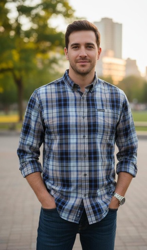 [AM7968] COLUMBIA CAMISA M-LARGA AZUL