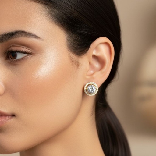[AR0259] ARETES ENCHAPE DRD-PERLA BRILLANTE