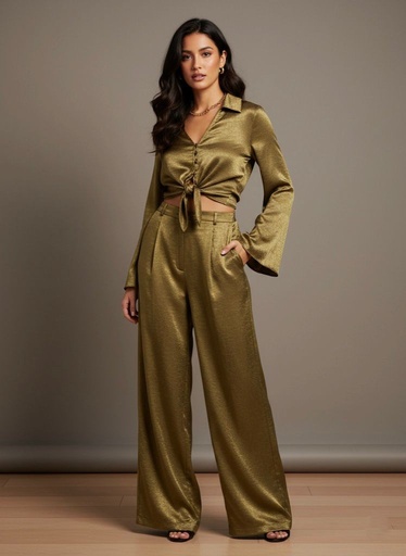 [AS4560ST] AKAIV BLUSA-PANTALON VERDE OLIVO