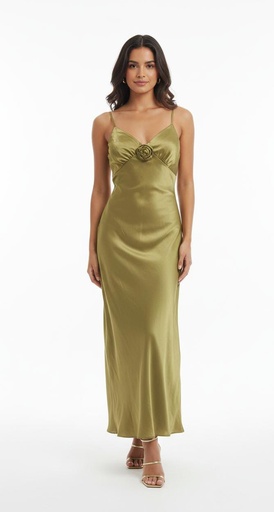 [B4SD1080] BY THE DRIVER VESTIDO VERDE SATINADO