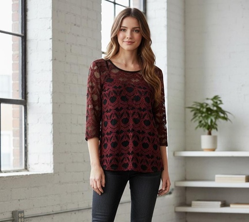 [CT1505] CHECK IT OUT BLUSA MUJER ROJO VINO-