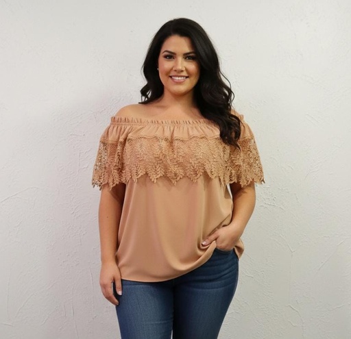 CHECK IT OUT BLUSA MUJER SALMON PLUS CT6902