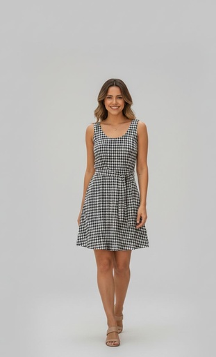 [D12617] ACTIVE VESTIDO MUJER BLANCO-NEGRO