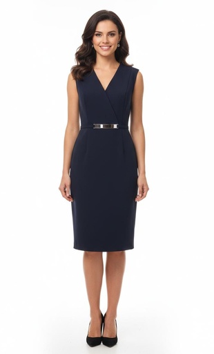 [D5518AM] OVI VESTIDO C. MUJER AZUL MARINO D5518AM