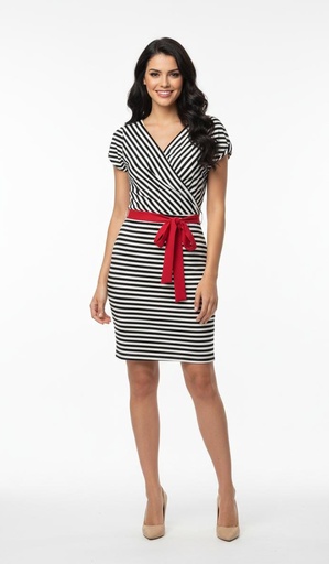 [DR443] KLAXONS VESTIDO C. MUJER BLANCO-NEGRO