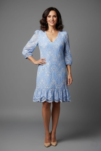 ELLEN TRACY VESTIDO CELESTE FLRS BLC ETWS5154