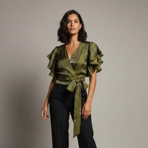 [GT8977] GLAM BLUSA VERDE OLIVO MUJER