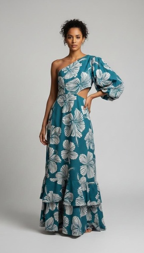 [HD2328] BIGHIT VESTIDO AQUA FLRS BLANCO