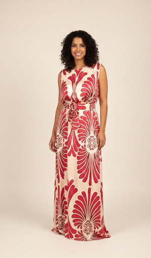 [HD2402] BIGHIT VESTIDO BEIFE FLRS FUCHSIA