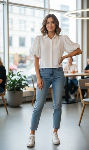 [HF24A233] HYFVE BLUSA BLANCO MUJER