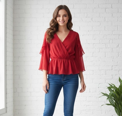 [IT10773R] FLYING TOMATO BLUSA MUJER ROJO IT10773R