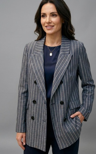 [J10089] RE:NAMED CHAQUETA MUJER GRIS RAYADA J10089