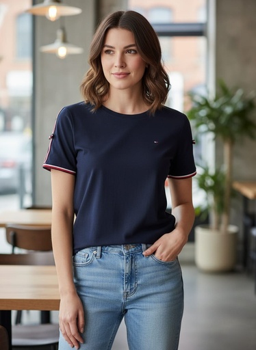 [J11H0458] TOMMY BLUSA MUJER AZUL MARINO J11H0458