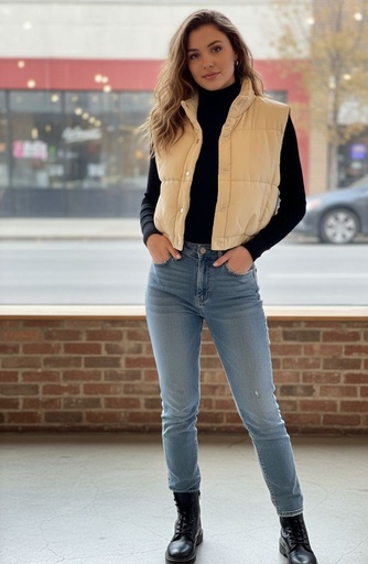 [J13319] ACTIVE CHALECO BEIGE MUJER  J13319