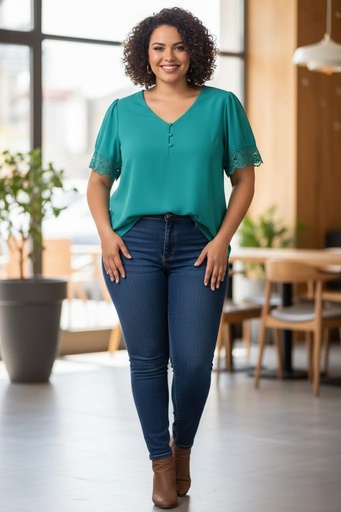 PERCH BLUSA AQUA MUJER PLUS PCR2204A